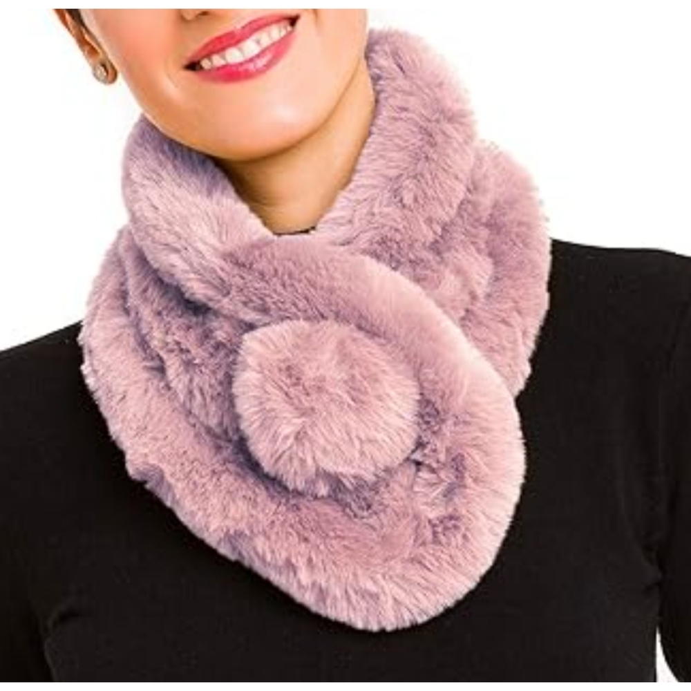 NWT MELIFLUOS Faux Fur Scarf OS Plush Fuzzy Glam Winter Stole Wrap Luxury Chic